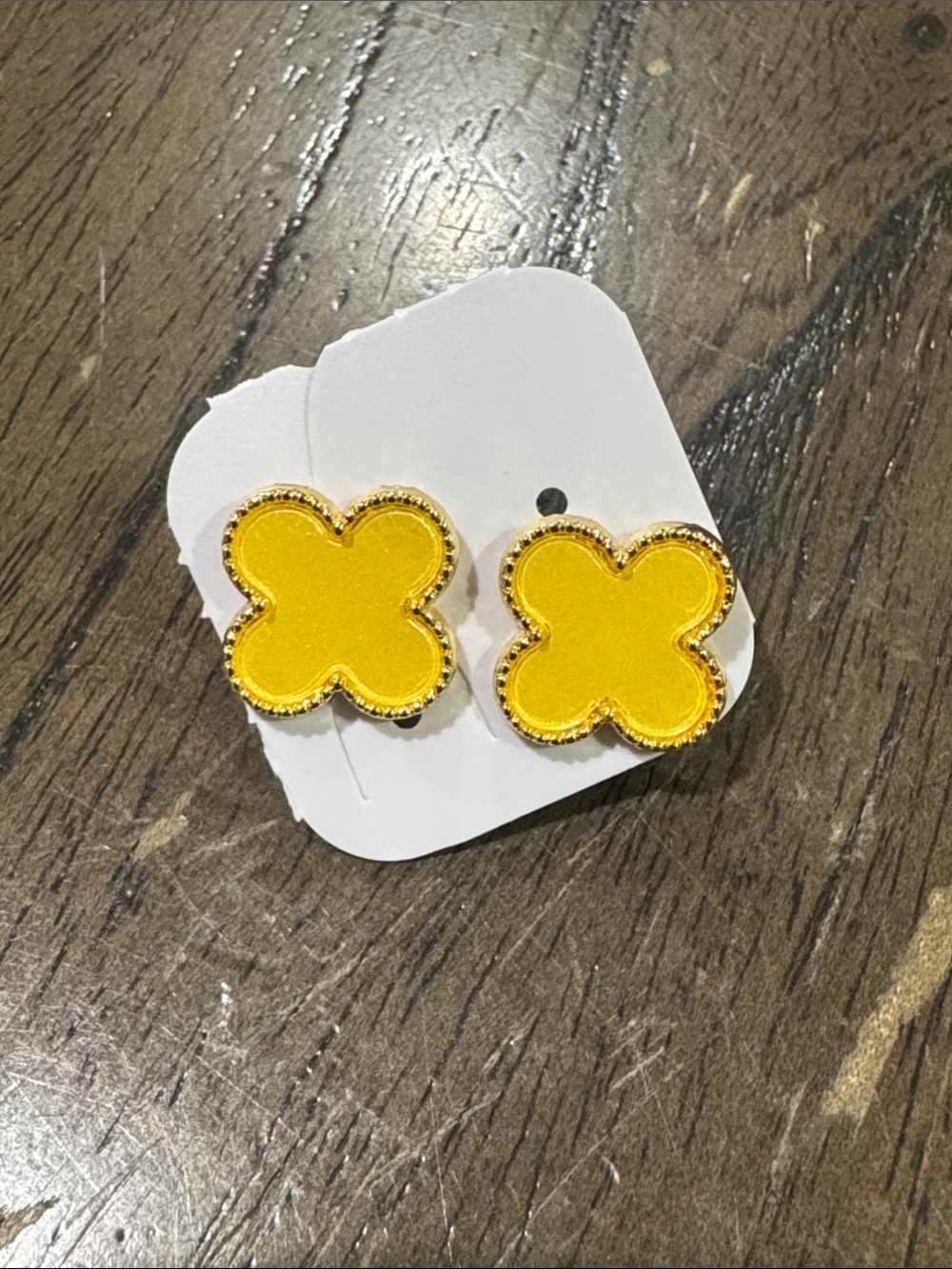 Yellow Clover Stud Earrings for Kids - Unbranded